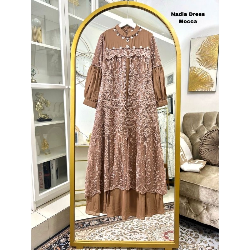 Gamis Nadia Dress Tile kombinasi Seruty Baby Doll / Gamis Pesta / Gamis / Gamis Terbaru / Gamis Tile / Gamis Kondangan / Gamis Seragaman Keluarga / Gamis wisuda / Gamis Modern / Gamis mutiara / Gamis Seruty / Gamis Pengantin