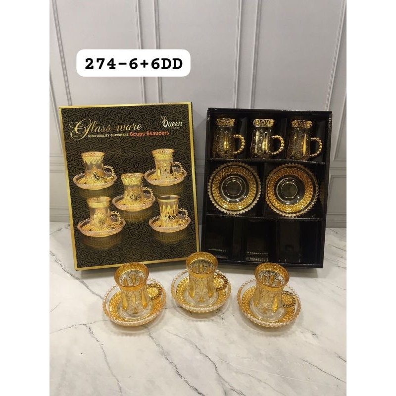 Tatakan Piring Gelas Teh Kopi Gold Mewah Cantik 6pcs