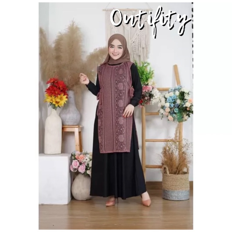 OUTER VEST ROMPI BRUKAT PANJANG/OUTER BRUKAT/TANPA LENGAN