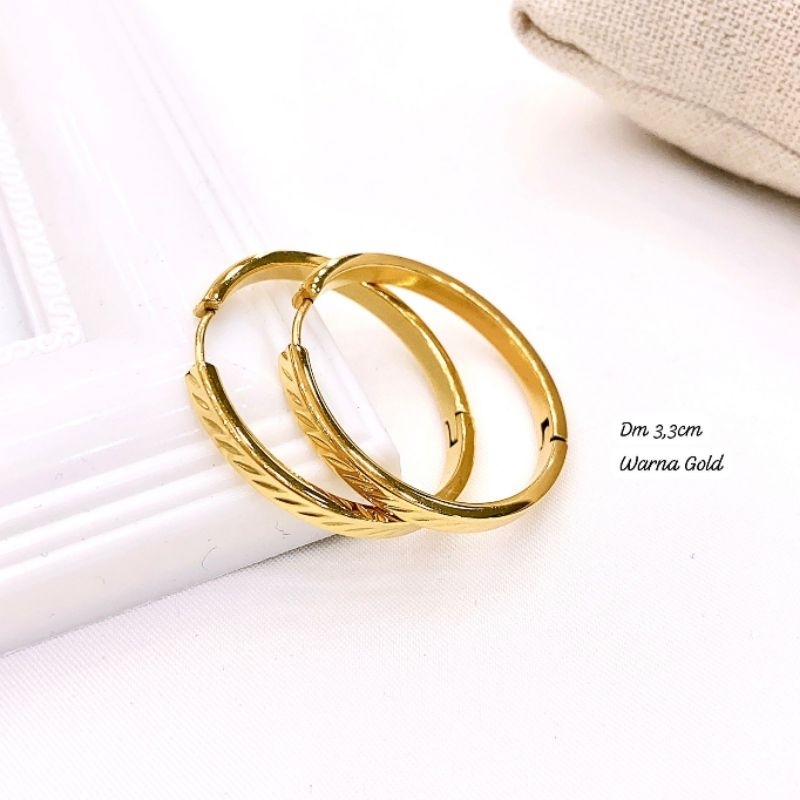 Anting Titanium Asli Anting Gipsi Premium quality anti karat anti alergi Stainless steel branded band 029