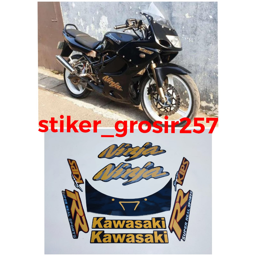 STIKER STRIPING & LIS BODY KAWASAKI NINJA RR OLD LAMA 2008 2009 WARNA HITAM STANDAR