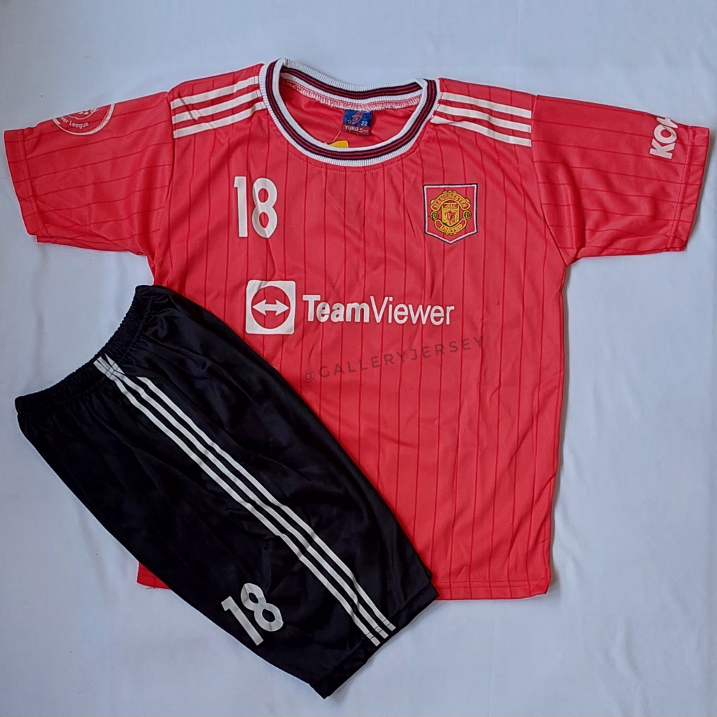 SETELAN BAJU BOLA ANAK ANAK SETELAN JERSEY ANAK ANAK MANCHESTER UNITED HOME MU MERAH