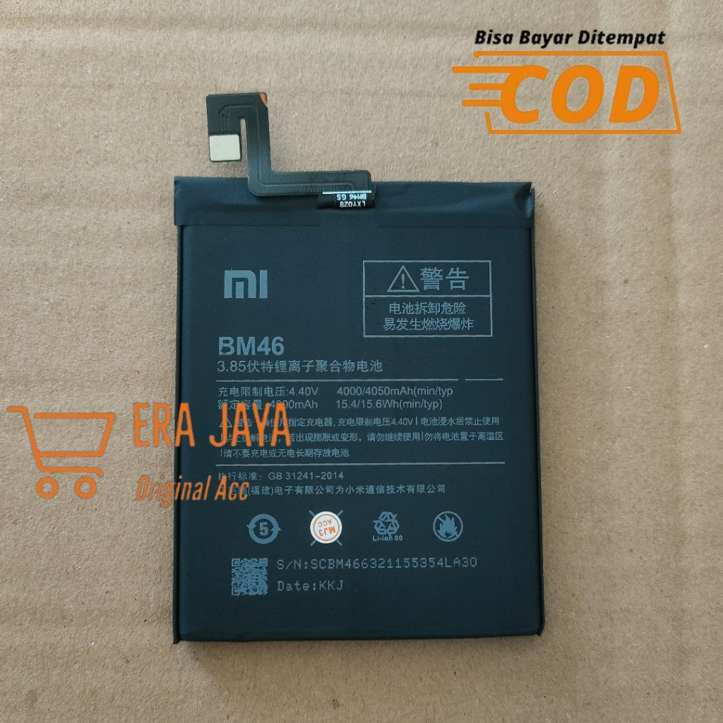 XIAOMI REDMI NOTE 3 - Baterai Batre Hp Xiaomi Redmi Note 3 / Note 3 Pro Model BM46 BM 46 Batrei Batt