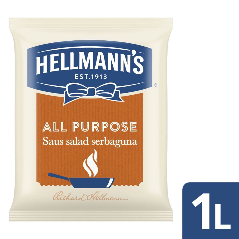 Hellmann's All Purpose Mayo Mayonnaise 1L 1 L 1 Liter Saos Saus Mayones Salad Hellman Helman Helmann