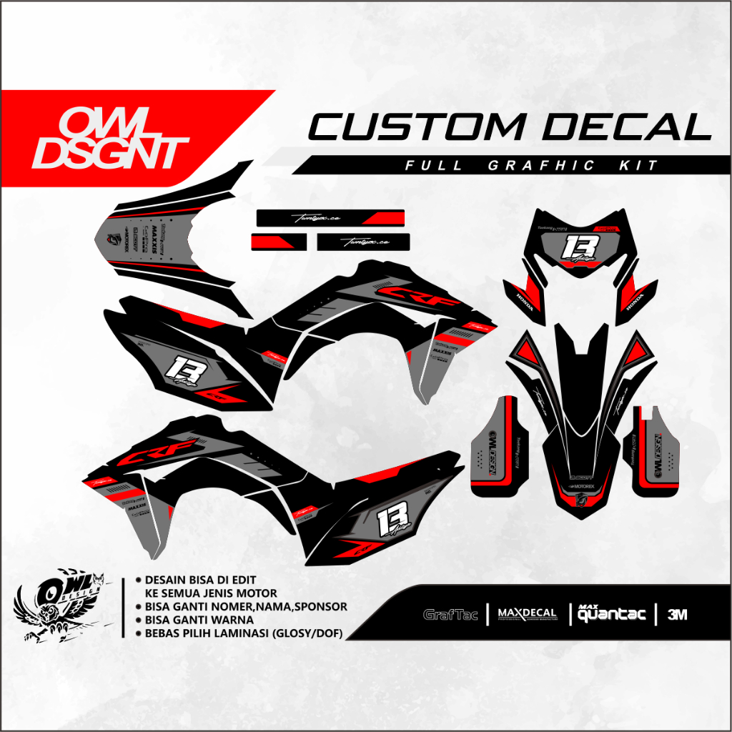 DECAL CRF SUPER GLOSSY PREMIUM - FULL BODY CUSTOM / decal crf / decal crf 150 L/ decal crf 150l full