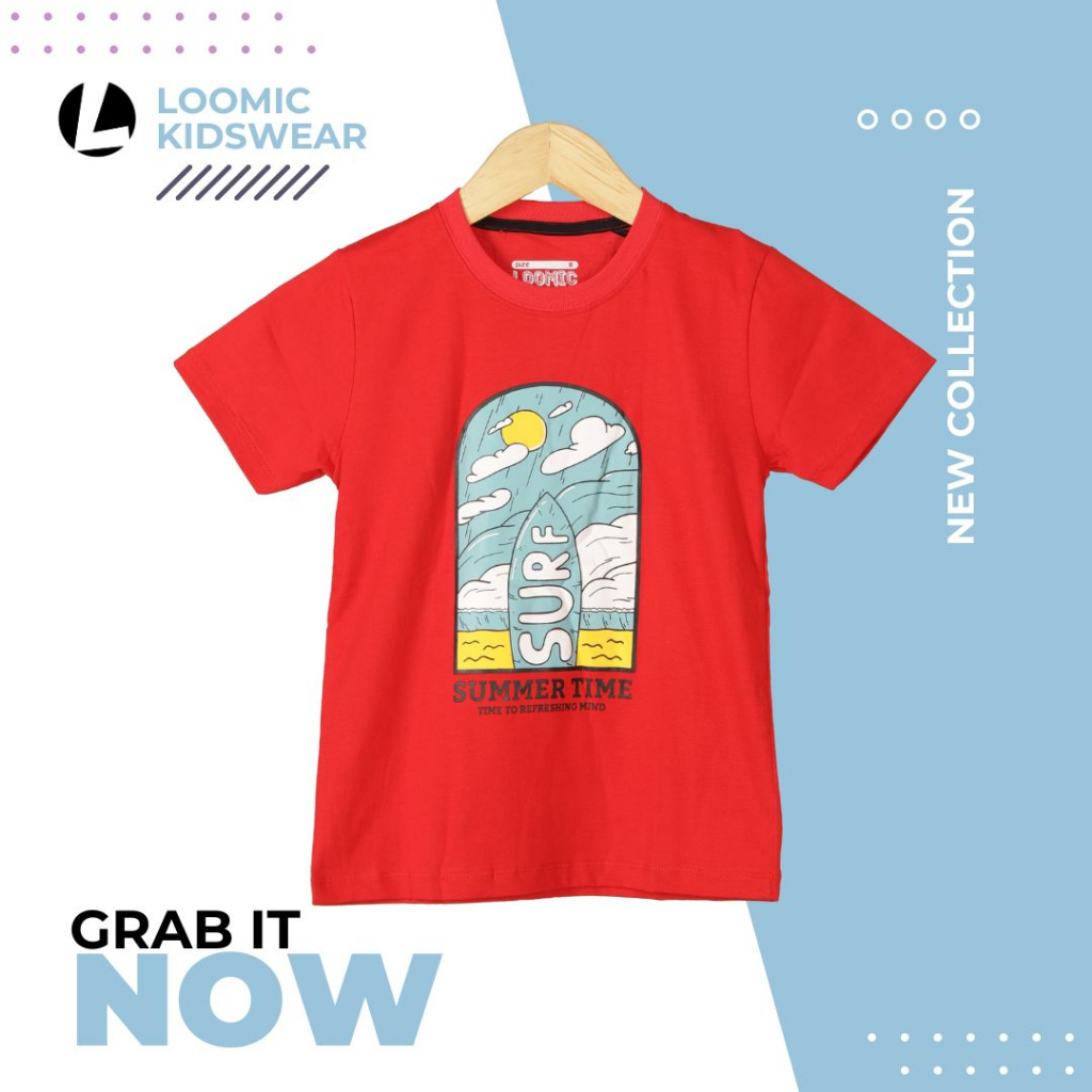 Loomic Kidswear 07/ kaos anak Premium Bahan Anti bakteri Estimasi Umur 2 - 12 Tahun