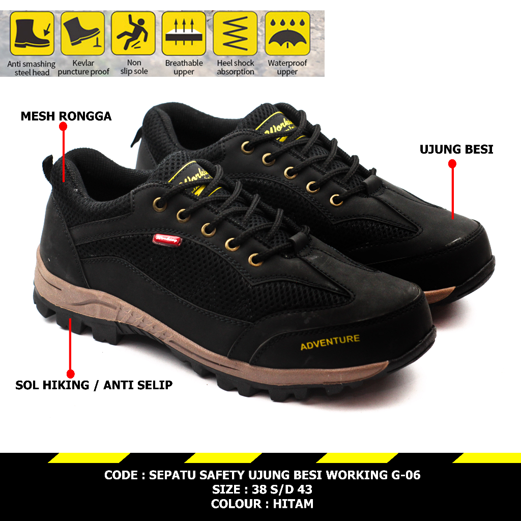 Sepatu Pria Safety Ujung Besi Working G-06