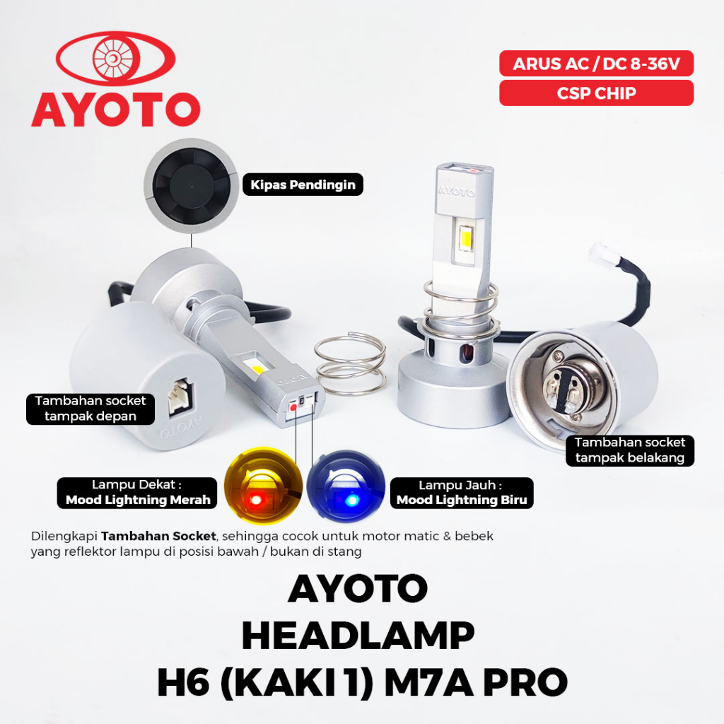 [AYOTO] LAMPU DEPAN (HEADLAMP) H6 LED M7A AC DC MOTOR MATIC / BEBEK