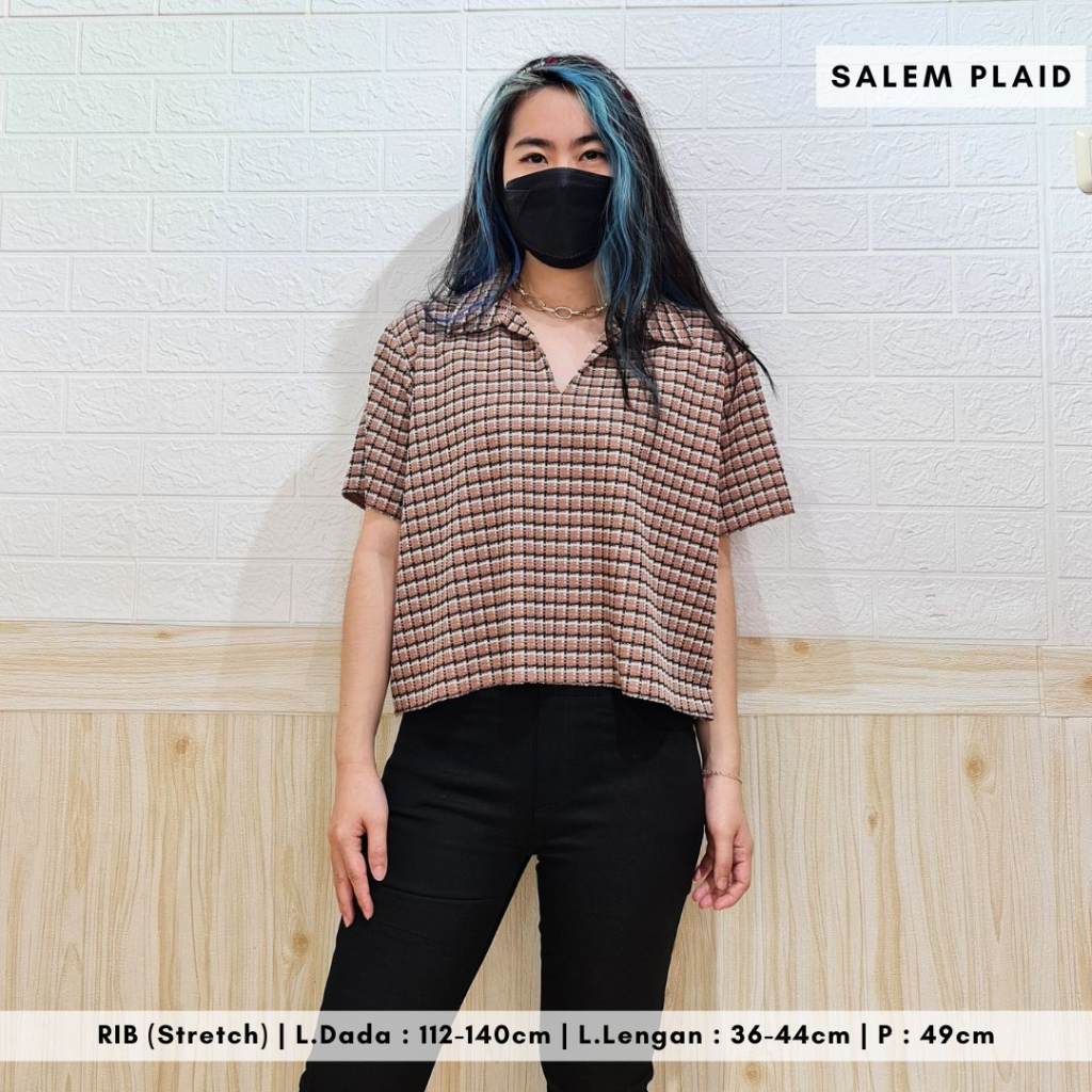 4832 starshire plaid collar vee rib top