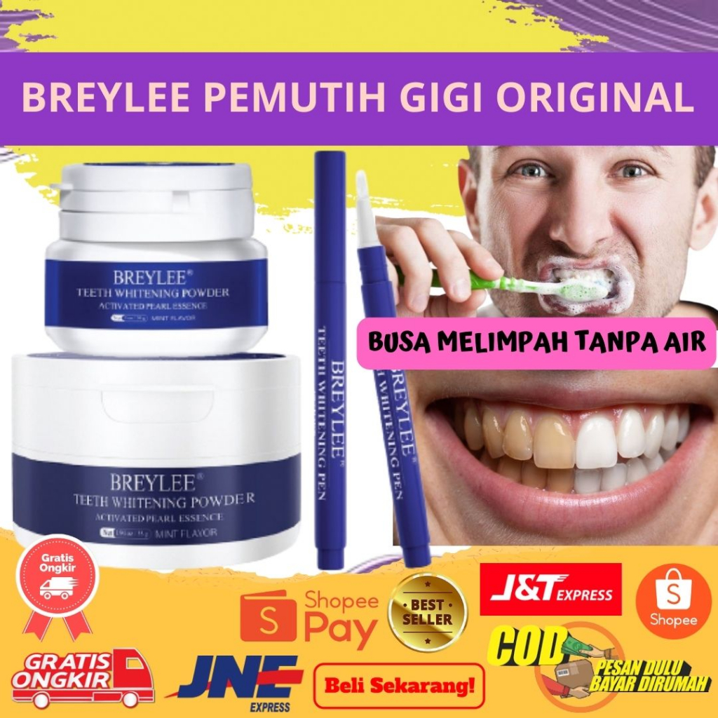 Snap On Smile BREYLE Teeth Whitening Powder Pemutih Gigi Kuning Permanen Ori Permanen TERLARIS