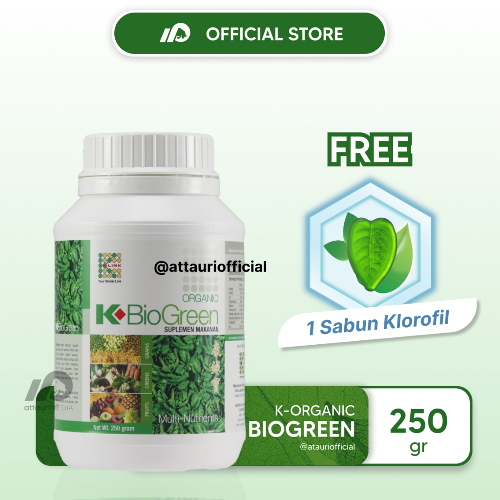 K-BioGreen 500gr Organic dan 1 SHAKER K-BioGreen Multi-Nutriens 250 gr Bio Green Diet Alami Attauri 