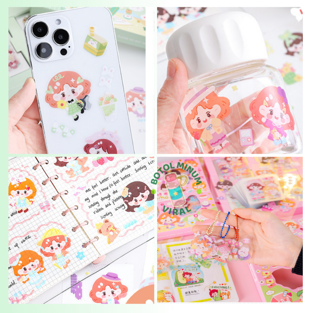 Sticker 100 Pcs Momo Cute Aesthetic Box Terbaru Stiker Deco Korea Viral