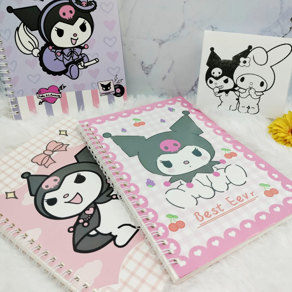 Buku Tulis Spiral Sanrio KUROMI ukuran besar A5 Imut Lucu Best Quality / Notebook Spiral KUROMI Cute Unik isi 58 Lembar Favorit Anak Stationary Fancy kekinian bisa COD