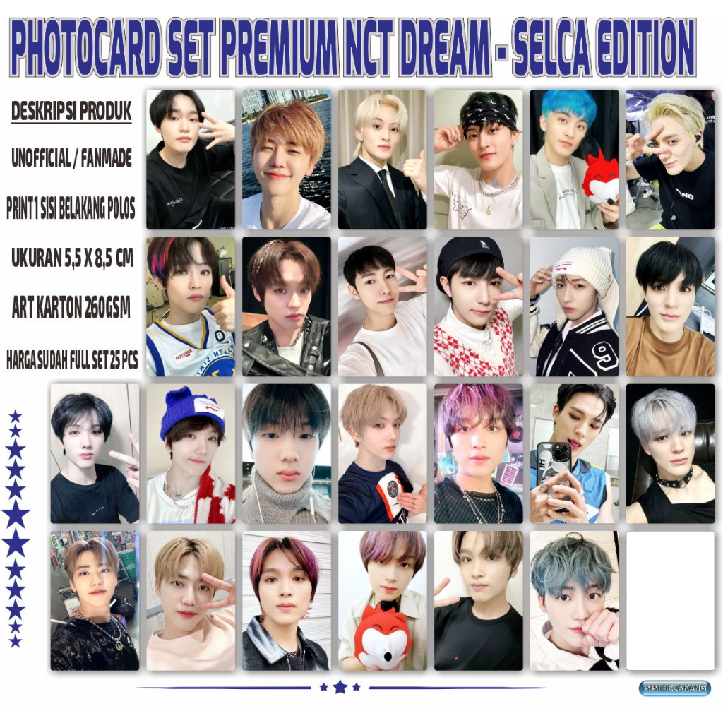 Unofficial Photocard isi 25pcs Selca edision NCT DREAM / NCT 127 / BTS / STRAYKIDS / NMIXX DLL