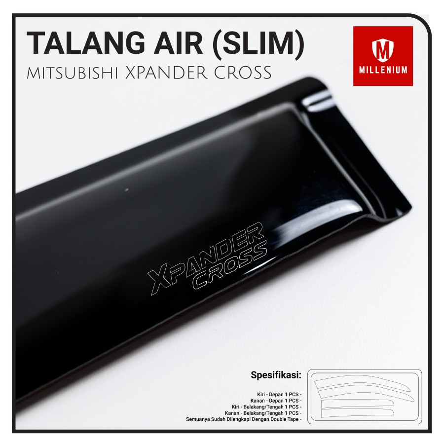 Talang Air Pintu Mobil Mitsubishi Xpander Cross 2019 – 2024 Model Slim 4 Pintu