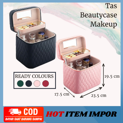 MB-B2252 Kotak kosmetik / Tempat Make Up / Beauty Case/1 Tingkat Classy 23.5x17.5x23.5cm