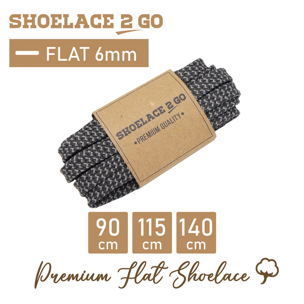 SHOELACE 2 GO PREMIUM TALI SEPATU MOTIF GEPENG PIPIH FLAT N10 GREY BRAID - 90CM 115CM 140CM