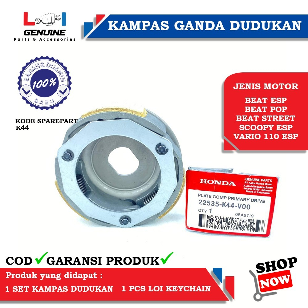 -LOI- KAMPAS GANDA KOPLING ASSY LENGKAP BEAT ESP BEAT POP BEAT STREET SCOOPY ESP VARIO 110 ESP K44