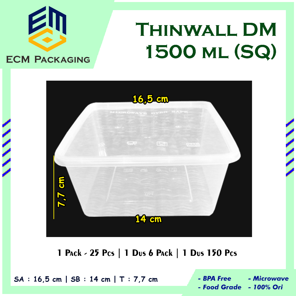 THINWALL DM 1500ML SQUARE (SQ)