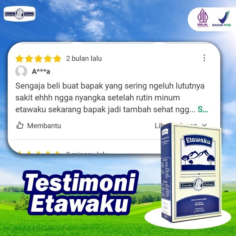 Etawaku Platinum Susu Kambing Etawa 100% Murni Rendah Gula Bebas Pengawet Bantu Atasi Masalah Sakit Sendi dan Pernafasan