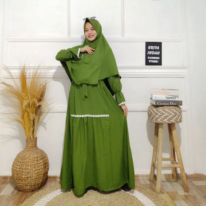 zaina dress set hijab // gamis ity crep plus hijab zaina set // zaina syari