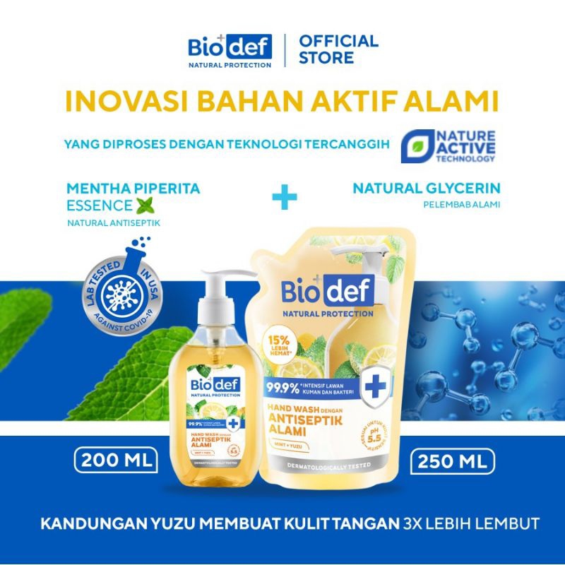 Biodef Natural Protection Hand Wash 200ml &amp; 250ml | Sabun Cuci Tangan