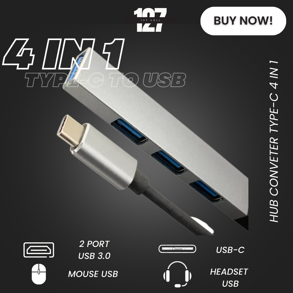 HUB USB C OTG CONVENTER CONECTOR  to 4 Ports USB 3.0 2.0 Adapter Type C Dock Station Adaptor Macbook ANDROID SAMSUNG OPPO VIVO NETLIX MULTIFUNGSI TAB ANDROID