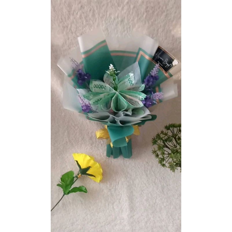 buket uang bentuk single bunga