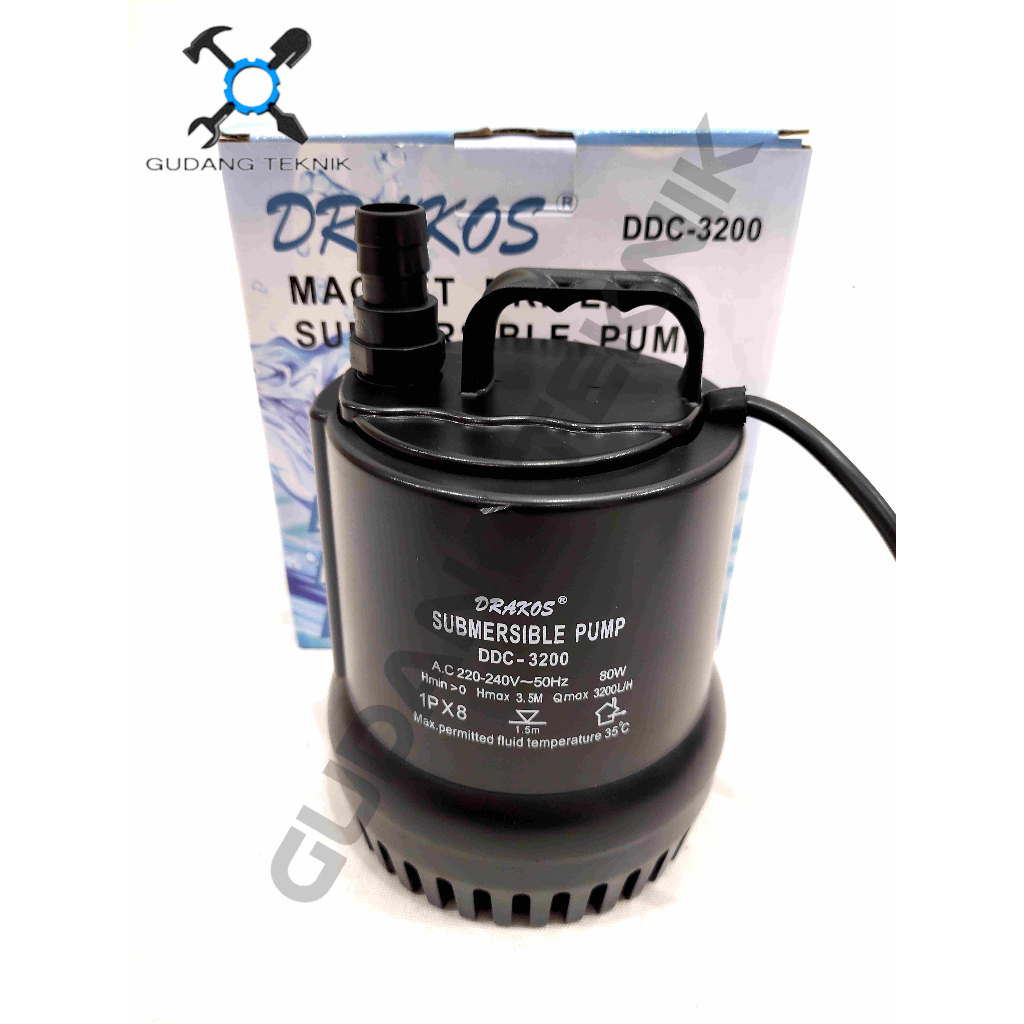 Pompa Air Celub DDC3200 DRAKOS / Submersible Pump Mesin Pompa Air Celup Kolam Ikan Pompa Celup Kolam DDC 3200 DRAKOS