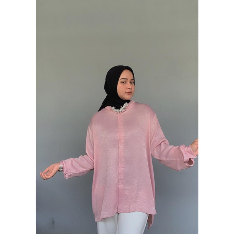 Jumbo Long Blouse Santorini Shimmer Silk | Kemeja Wanita