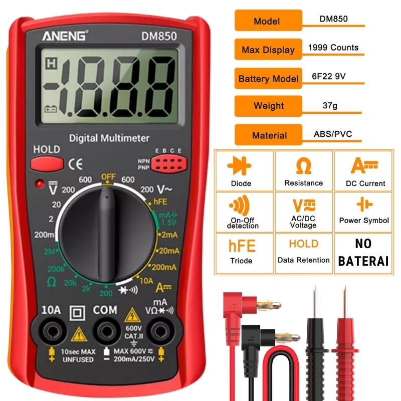 Profesional Multimeter Digital ANENG DM850 Multifungsi presisi tinggi Untuk pengukuran listrik, industri, teknisi