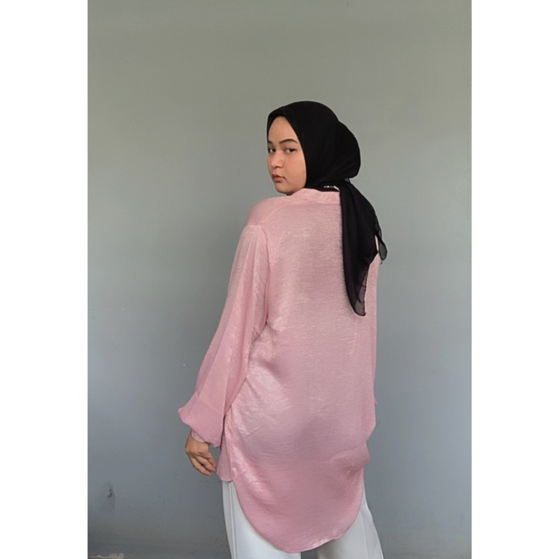 Jumbo Long Blouse Santorini Shimmer Silk | Kemeja Wanita