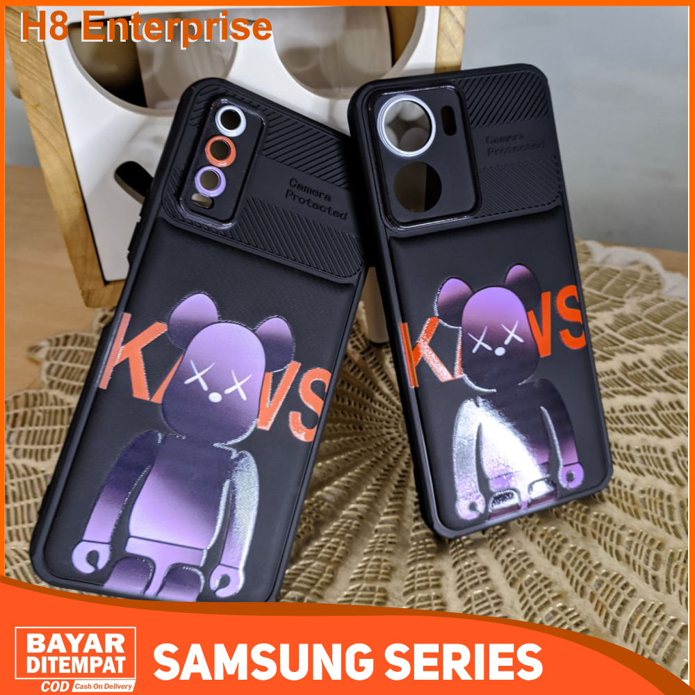 Case Samsung A23 A02S A03S A04S A11 M11 A12 M12 A13 4G 5G A14 4G 5G A34 A51 A52 4G 5G A52S 5G A54  Casing Aesthetic Kaws Purple Bear Pro Camera Premium