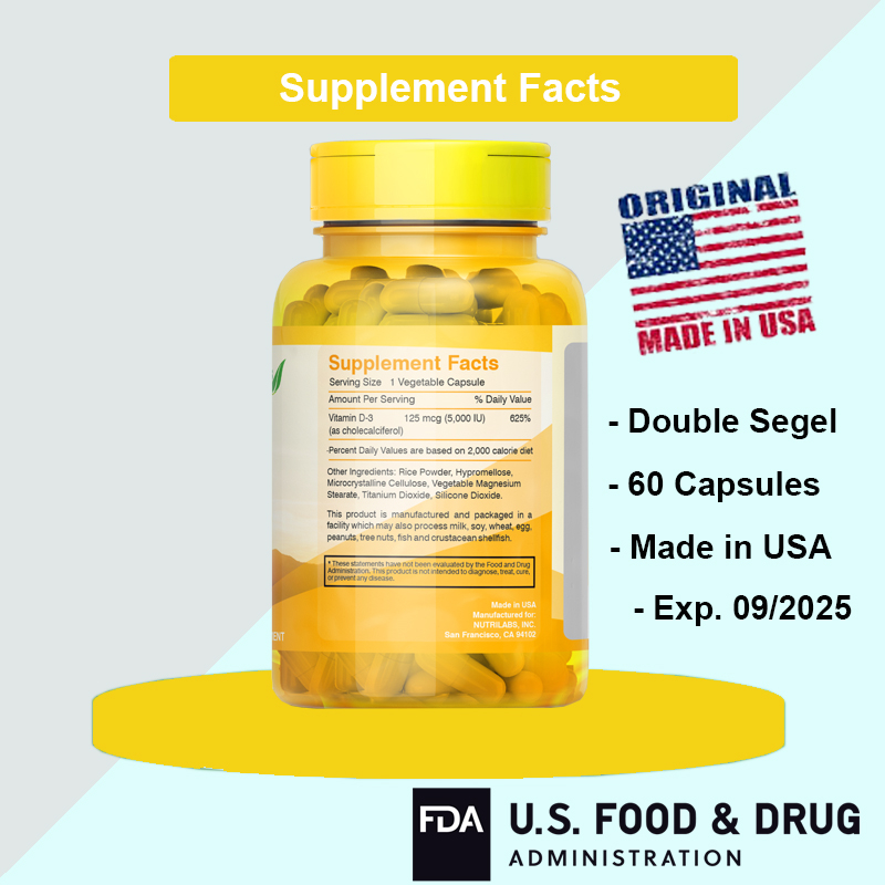 Vitamin D3 5000IU 10000IU Puritan Nutrilabs Made In USA Produk Original