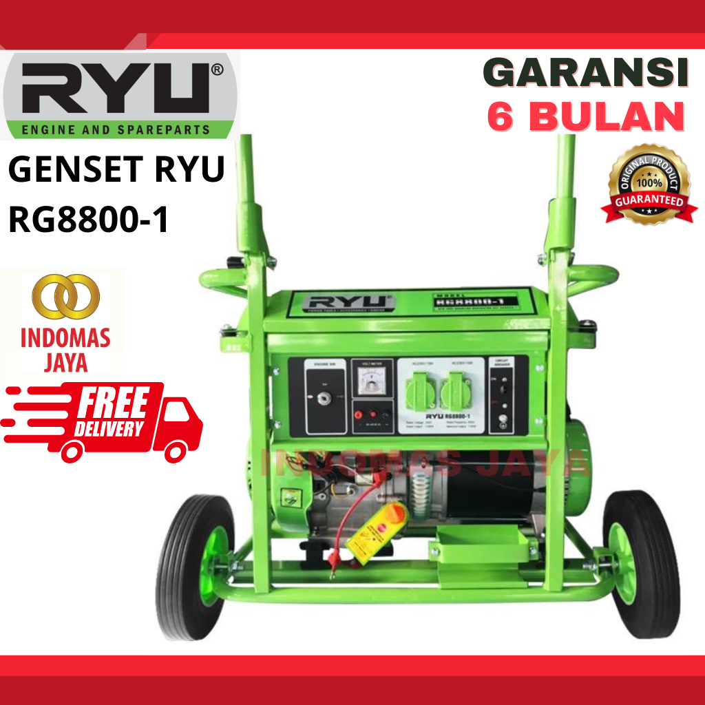 RYU Gasoline Generator Set Rg8800-1- Genset - Perkakas
