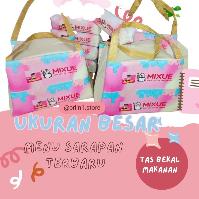 Tas bekal motif mixue tempat makan / Tas bekal cooler bag / Lunch bag tahan panas