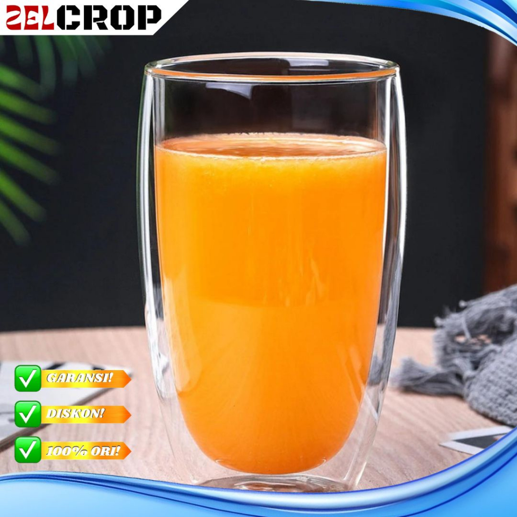 Gelas Kaca Aesthetic Mug Cangkir Plastik Bening Unik Cafe Cantik Korean Double Wall Cup Tebal Tahan 