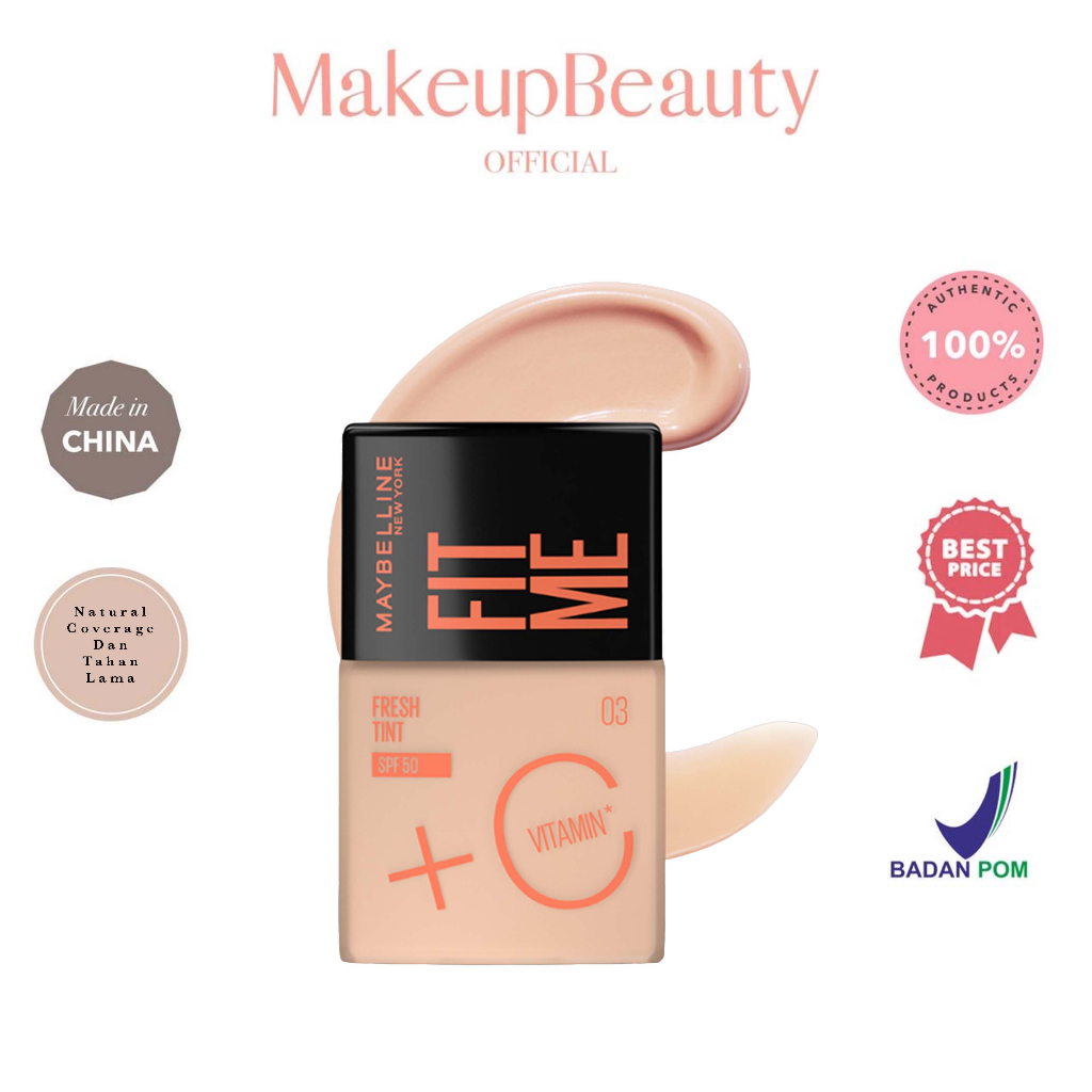 	 MAYBELLINE Fit Me Fresh Tint - Foundation Tint With Vitamin C And SPF 50 For Fresh & Bright Look Face Make Up	