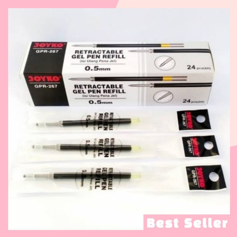 

Refill Gel Pen Isi Ulang Pulpen Joyko GPR-267 Retractable 0.5mm Tinta Hitam Biru 1 Pack Isi 24 Pcs