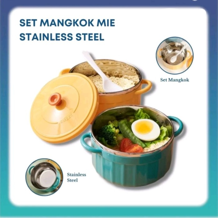 MANGKOK STAINLESS SET SENDOK GAGANG