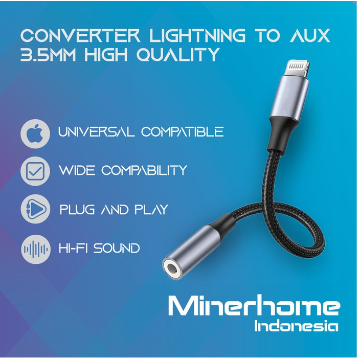 Converter Adapter Audio Lightning to Aux 3.5mm High Quality