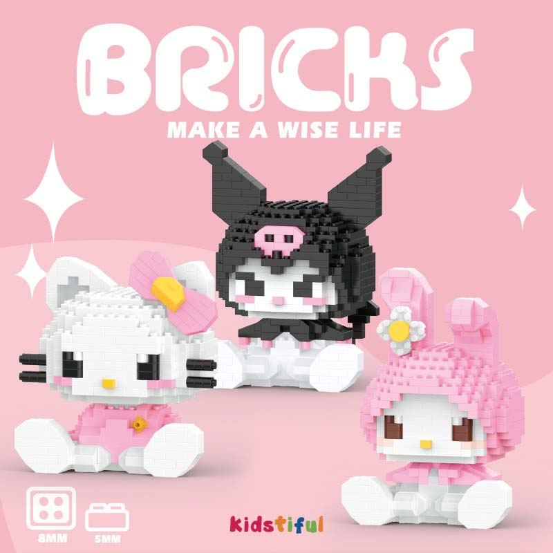 Nano blocks Seri Kulomi Melodi Blok Bangunan Mainan Blok Bangunan Blok Bangunan Konstruksi Nanoblocks Bangunan Keluarga Sanrio