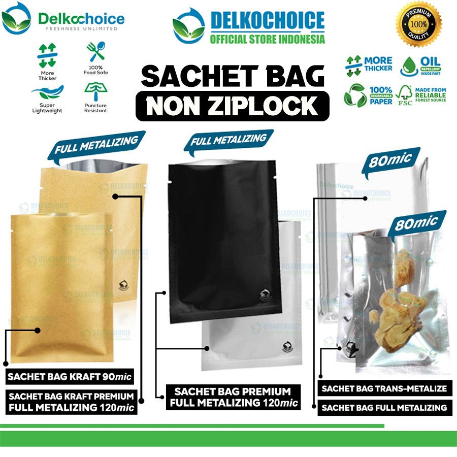 Sachet Bag Kemasan Bungkus Makanan NON ZIPLOCK FOOD GRADE Delkochoice