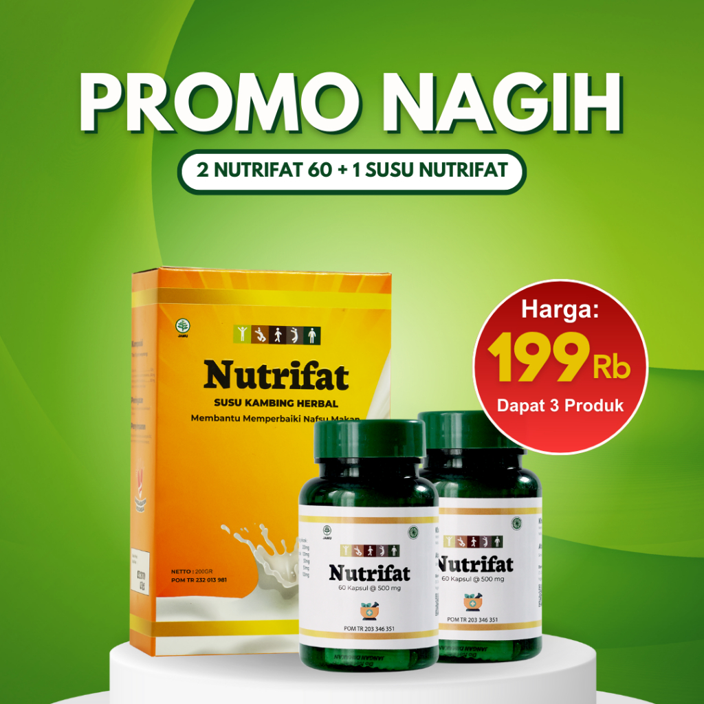 Nutrifat + Susu Nutrifat | Suplemen Penggemuk Badan | Kapsul Penambah Berat Badan BPOM