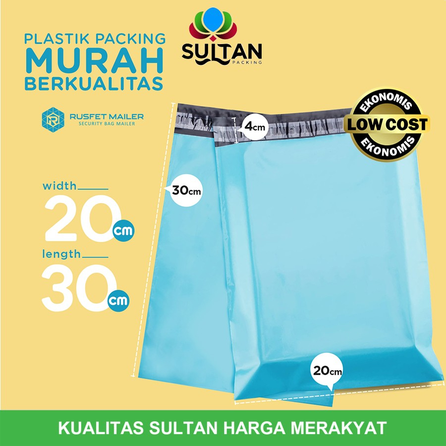 Plastik Polymailer Pack LOW COST Amplop Polimailer BLUE Rusfet 20x30cm
