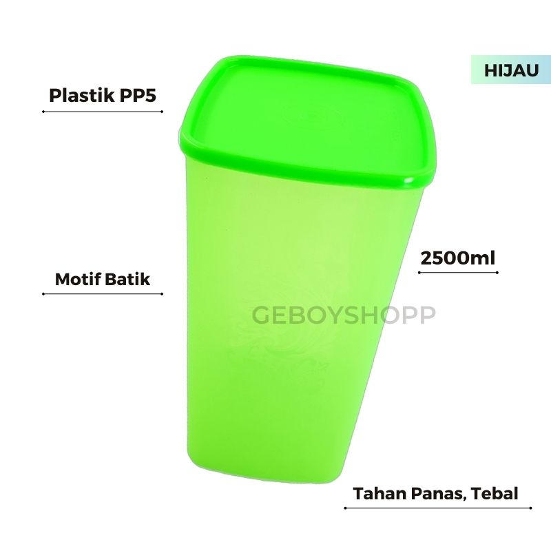 Toples Kue / Food Container / Toples Kotak Plastik Batik XL Foodgrade PP5