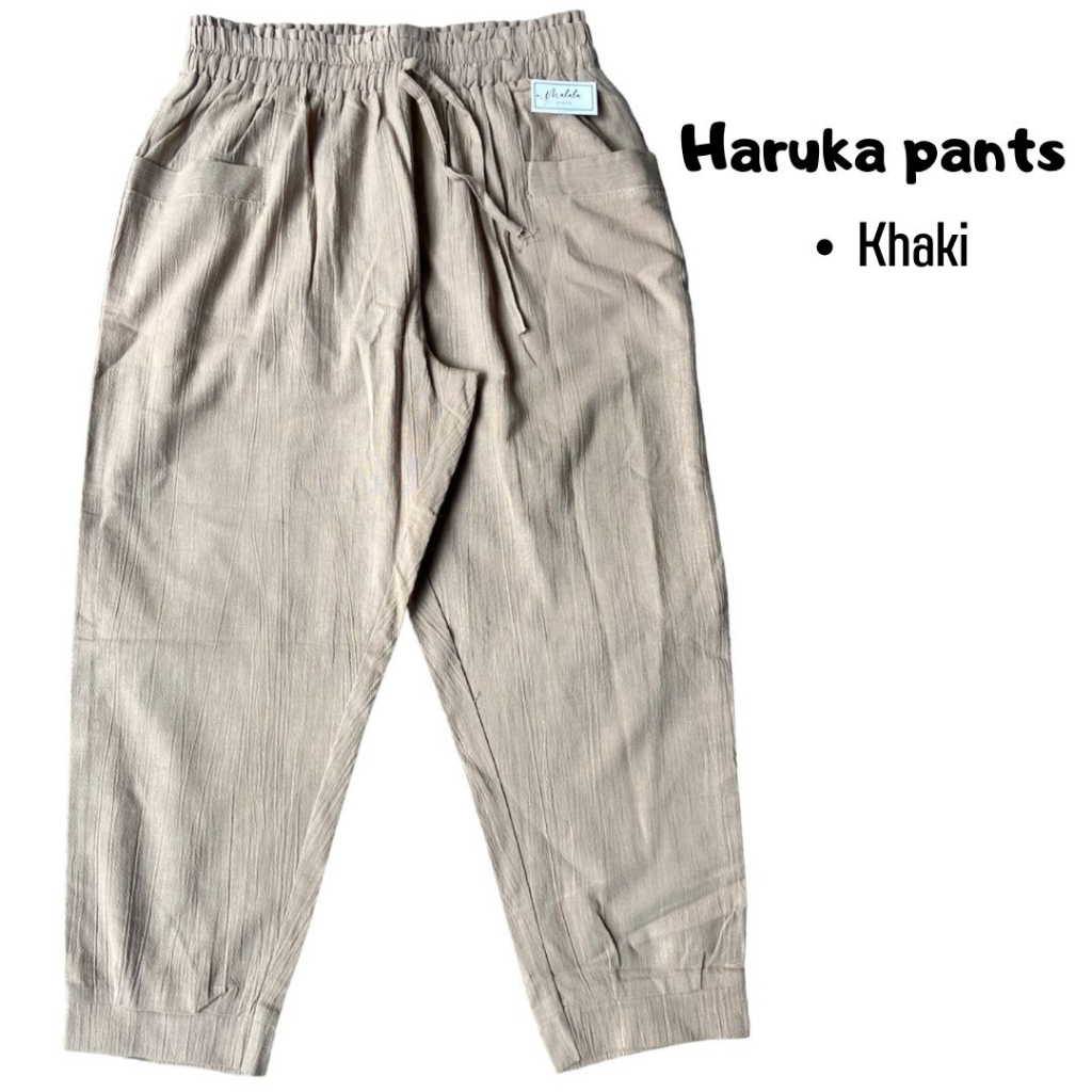 Haruka Pant linen crinkle Premium Celana 7/9 Wanita Murah