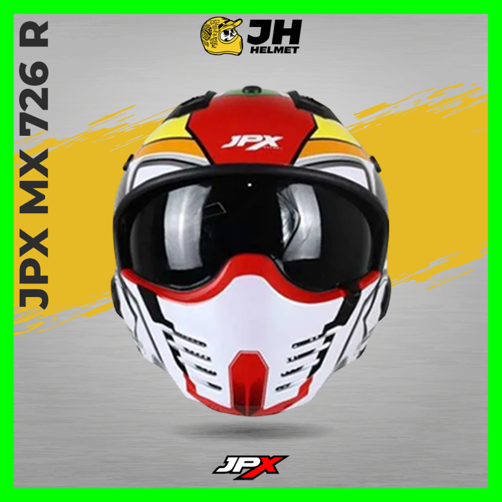 Helm JPX MX 726R MX05 Ranger Pearl White | Helm Full Face | JUAL HELM