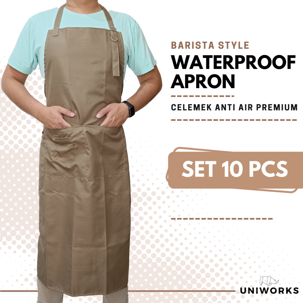 Uniworks Apron Waterproof Premium Multifungsi Seri WRTW V01 Bahan Anti Air Set 10 pcs