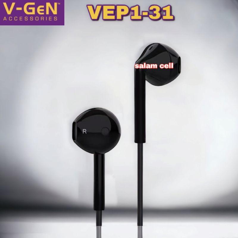 Headset V-GeN VEP1-31 Wired Earphone Headset Vgen Bass Driver Original Garansi Resmi